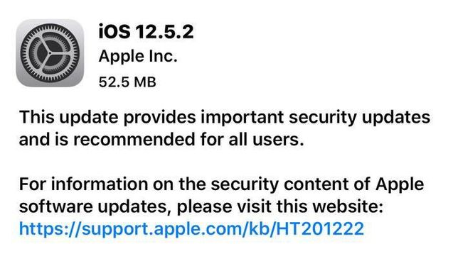 东河苹果手机维修分享iOS12.5.2发布，建议所有老苹果用户安装 